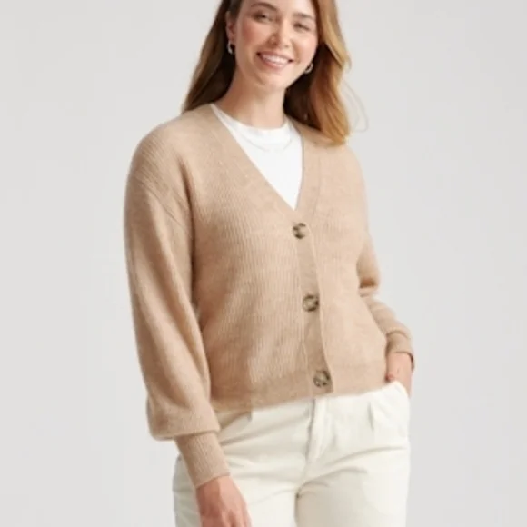 Baby Alpaca-Wool Cropped Cardigan - Picture 1 of 4